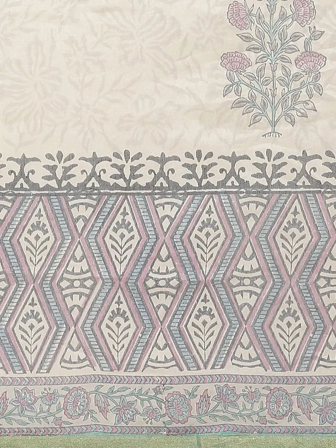 Multicoloured Printed Cotton Silk Saree - Libas