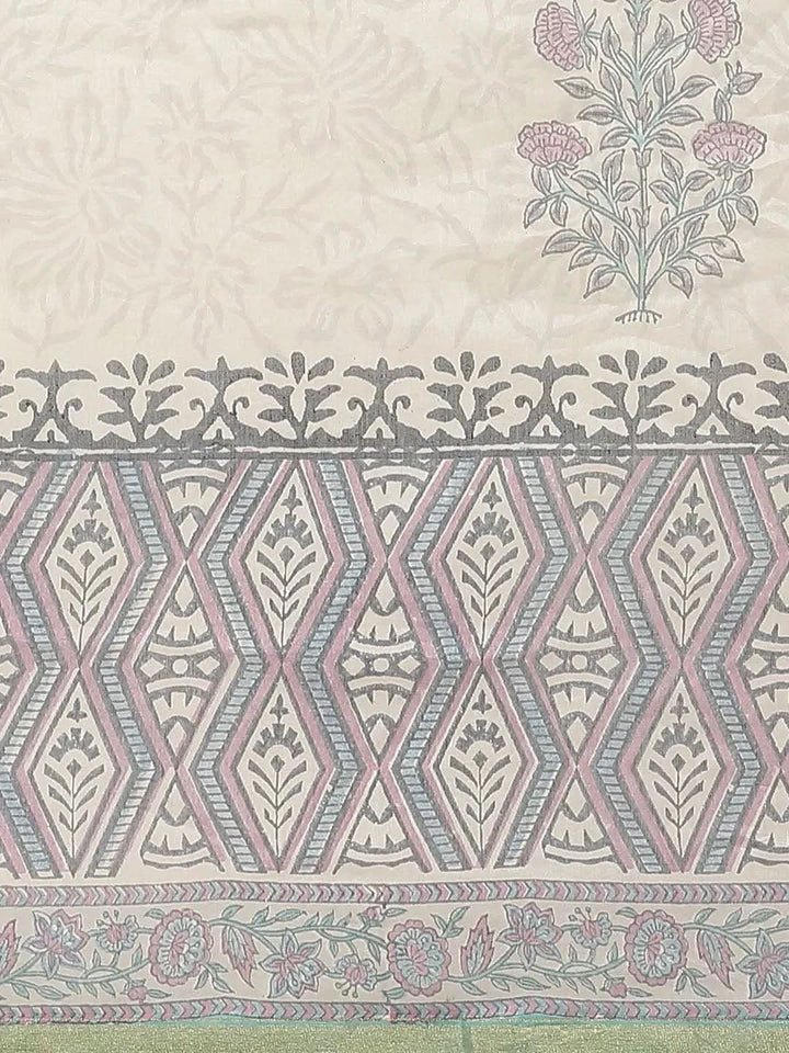 Multicoloured Printed Cotton Silk Saree - Libas