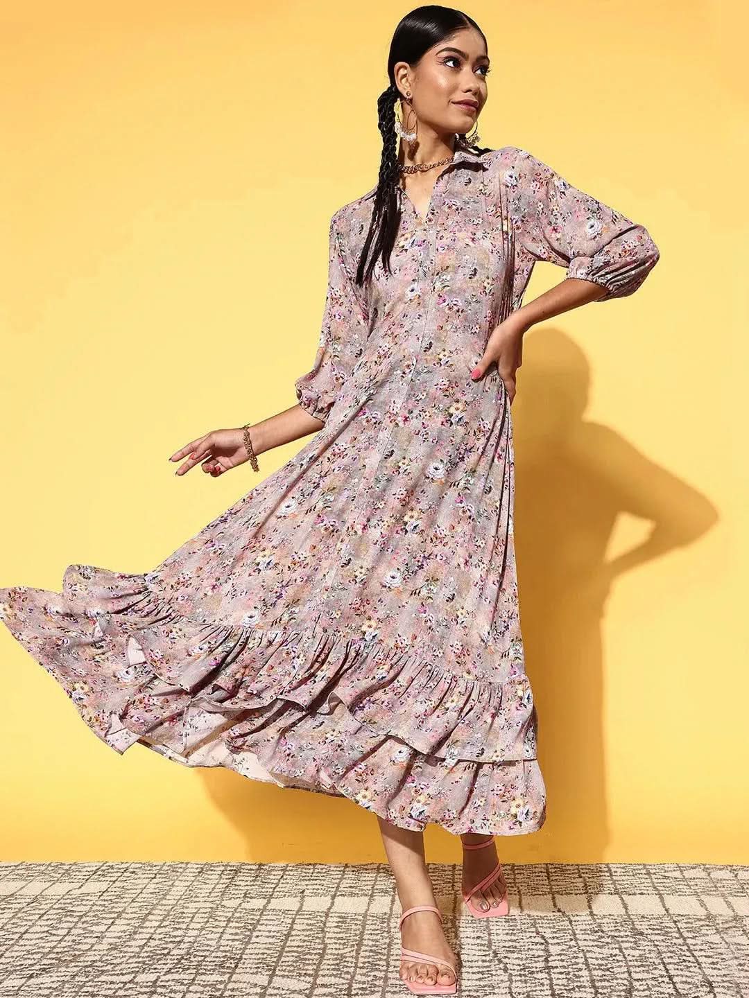 chinese dress ladies Buy Multicoloured Printed Georgette A-Line Dress Online at Rs.1221