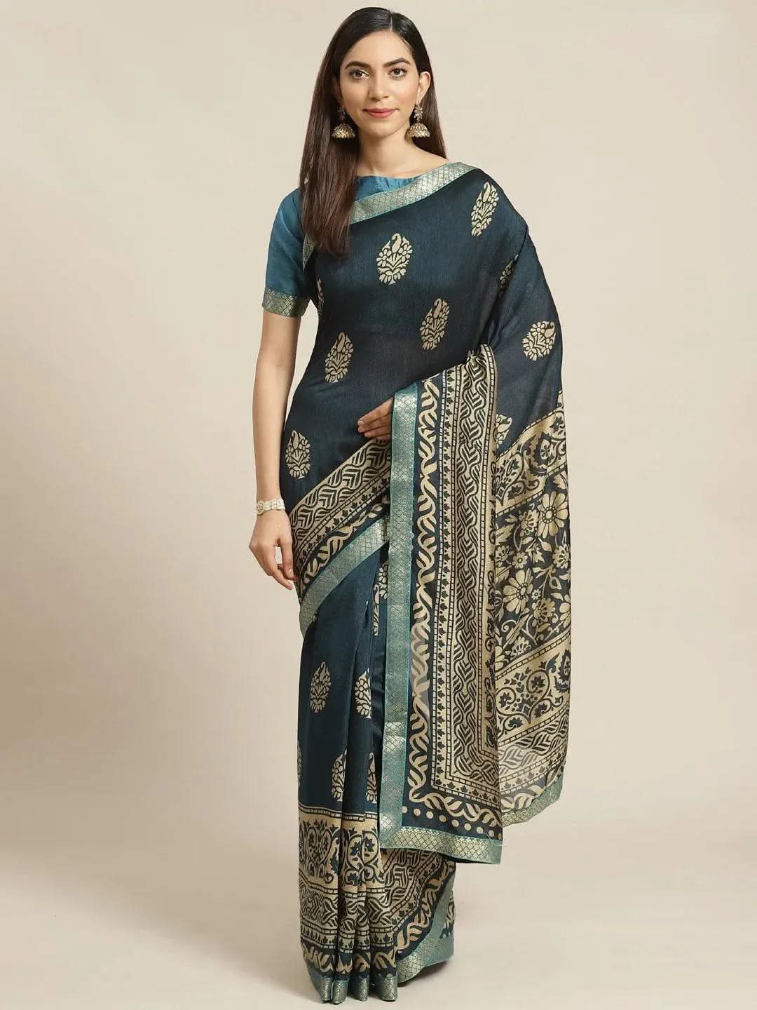 Multicoloured Printed Polyester Saree - Libas