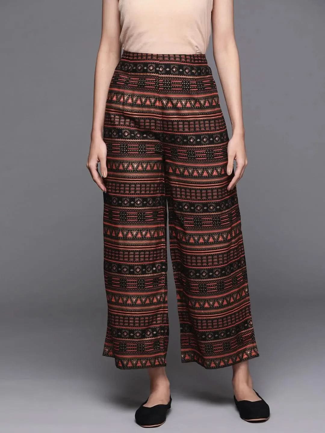 Multicoloured Printed Rayon Palazzos - Libas