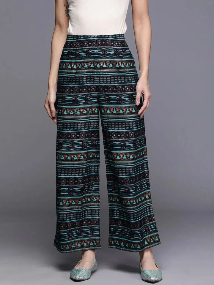 Multicoloured Printed Rayon Palazzos - Libas
