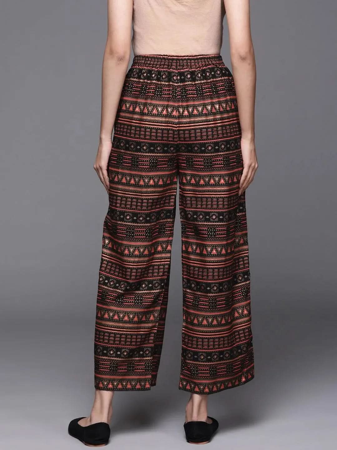Multicoloured Printed Rayon Palazzos - Libas