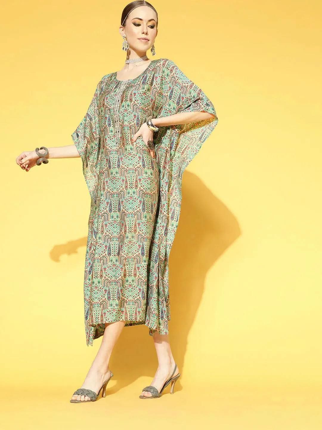 Multicoloured Printed Silk Blend Dress - Libas