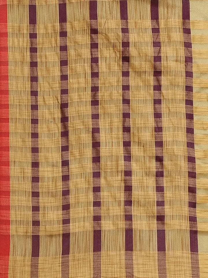 Multicoloured Striped Polyester Silk Saree - Libas