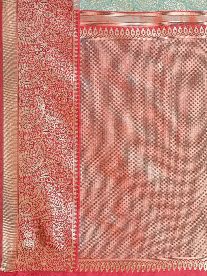 Multicoloured Woven Design Brocade Saree - Libas