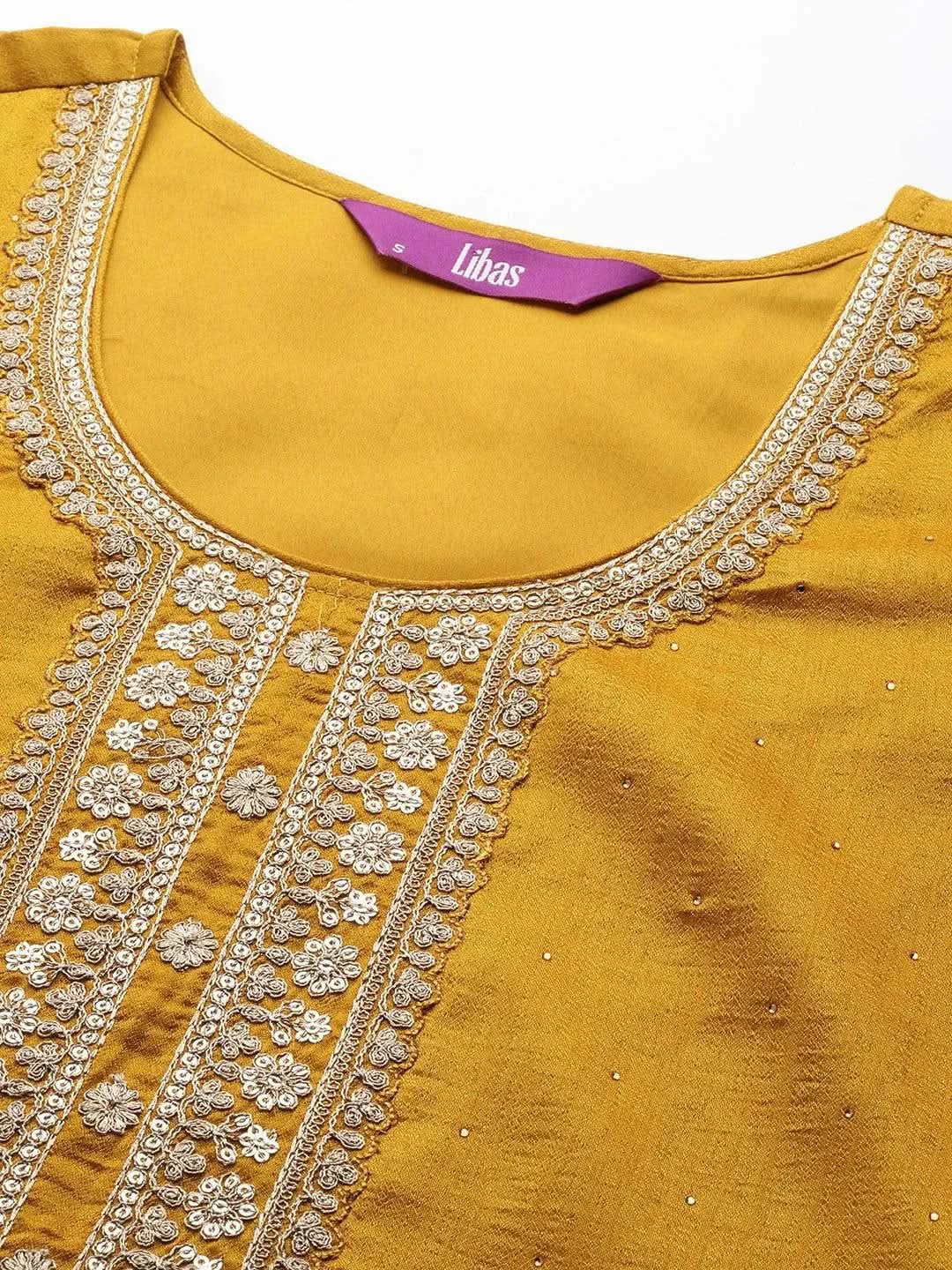 Mustard Embroidered Silk Blend Straight Kurta With Dupatta
Mustard Embroidered Silk Blend Straight Kurta With Dupatta
