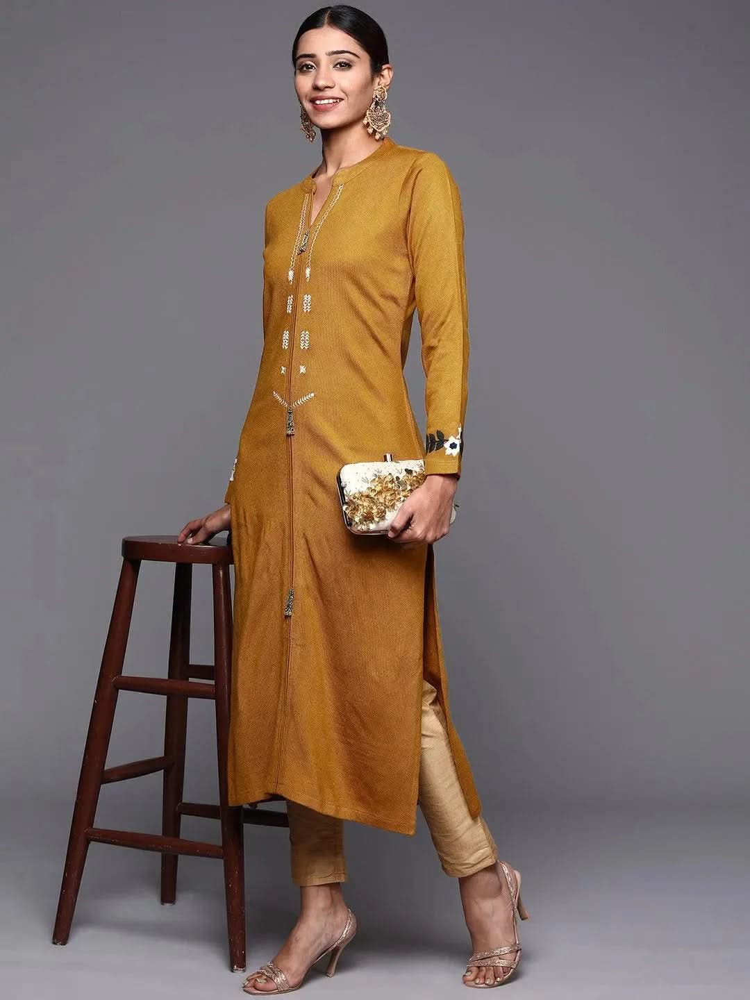 Mustard Embroidered Wool Straight Kurta
Mustard Embroidered Wool Straight Kurta