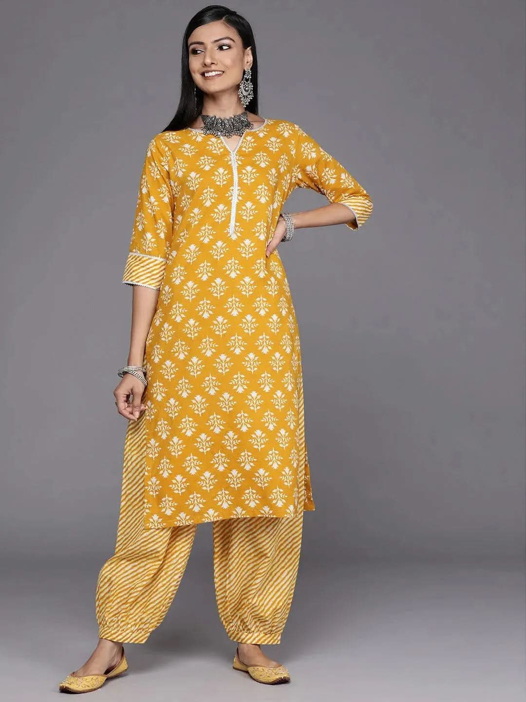 Mustard Printed Cotton Kurta
Mustard Printed Cotton Kurta