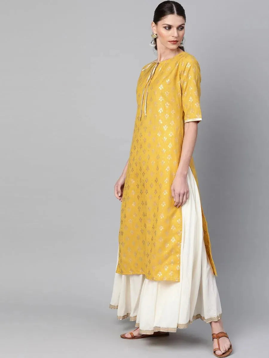 Mustard Printed Cotton Kurta
Mustard Printed Cotton Kurta