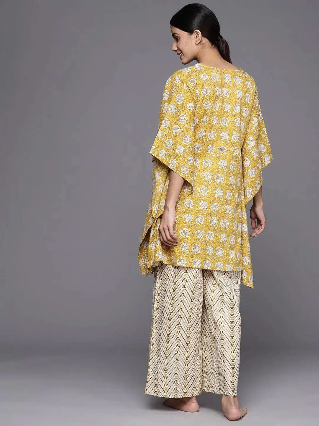 Mustard Printed Cotton Night Suit
Mustard Printed Cotton Night Suit