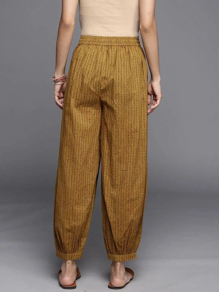 Mustard Printed Cotton Salwar Pants - Libas