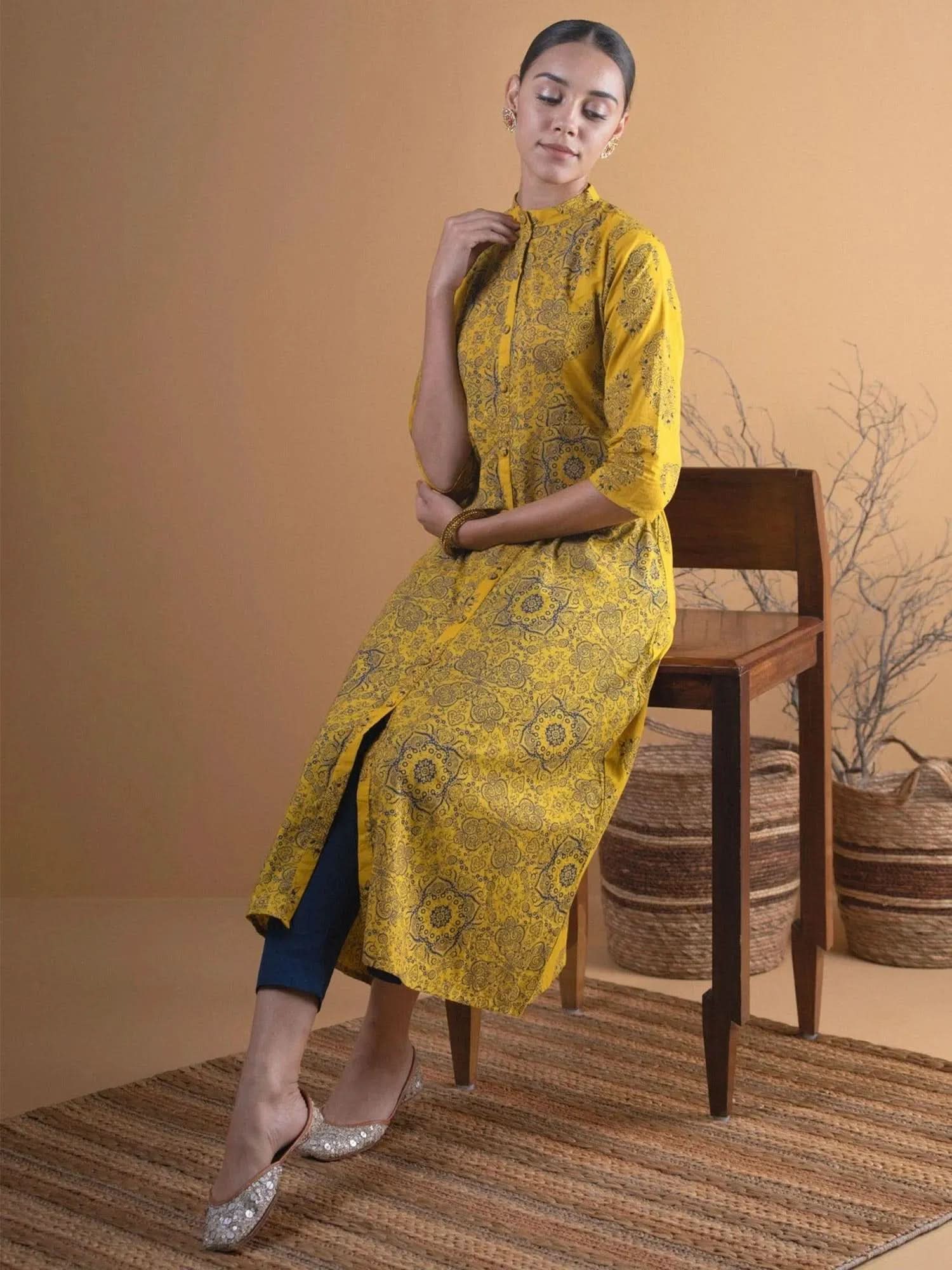 BuyMustard Printed Cotton Straight Kurta - 4960- | Libas Ethnic Wear Online
BuyMustard Printed Cotton Straight Kurta - 4960- | Libas Ethnic Wear Online