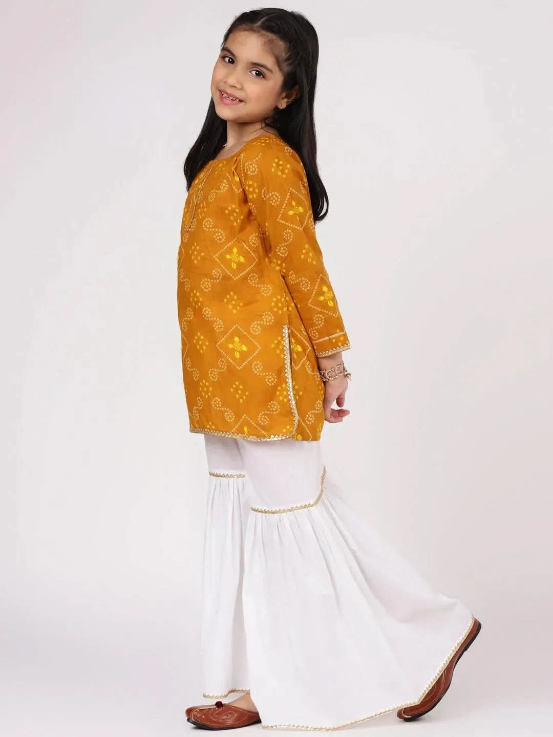 Mustard Printed Cotton Suit Set - Libas
