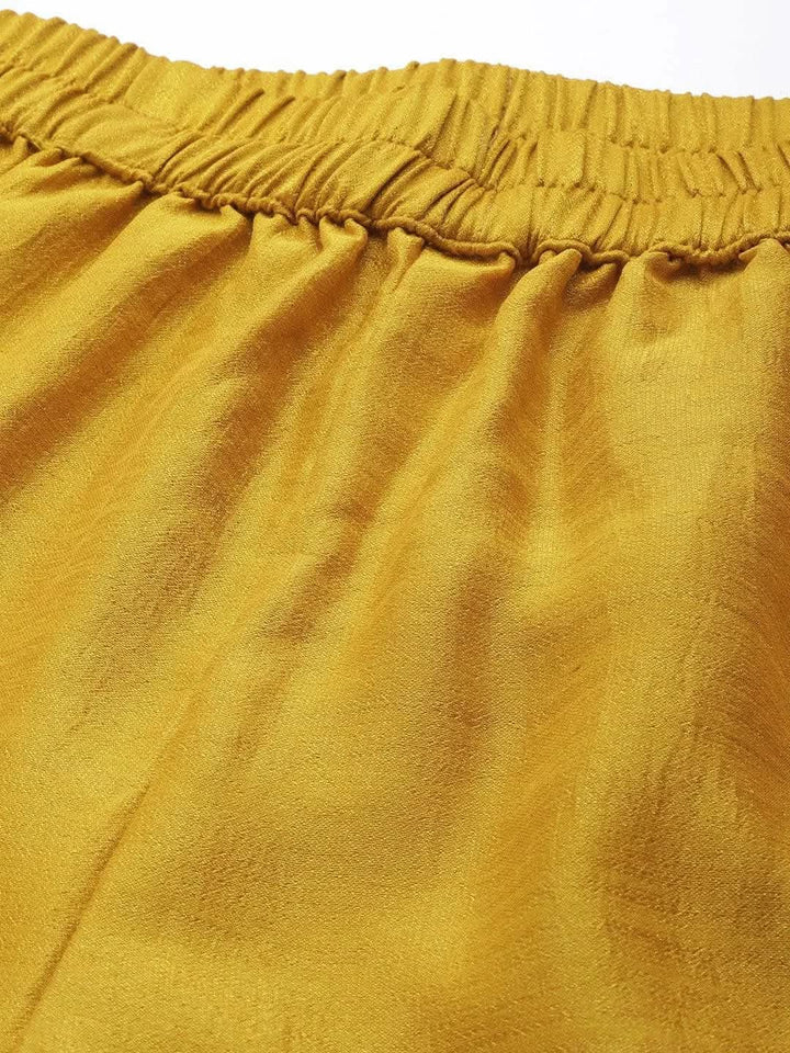 Mustard Solid Silk Palazzos - Libas