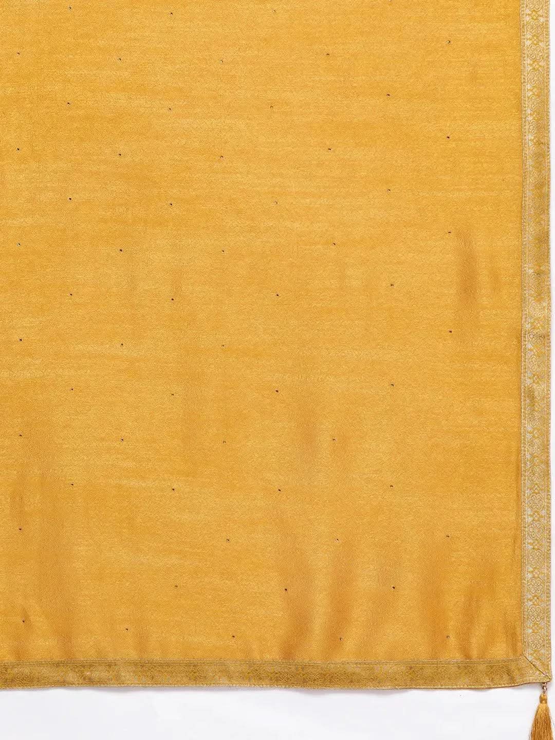 Mustard Yoke Design Silk Blend Anarkali Kurta With Churidar & Dupatta
Mustard Yoke Design Silk Blend Anarkali Kurta With Churidar & Dupatta