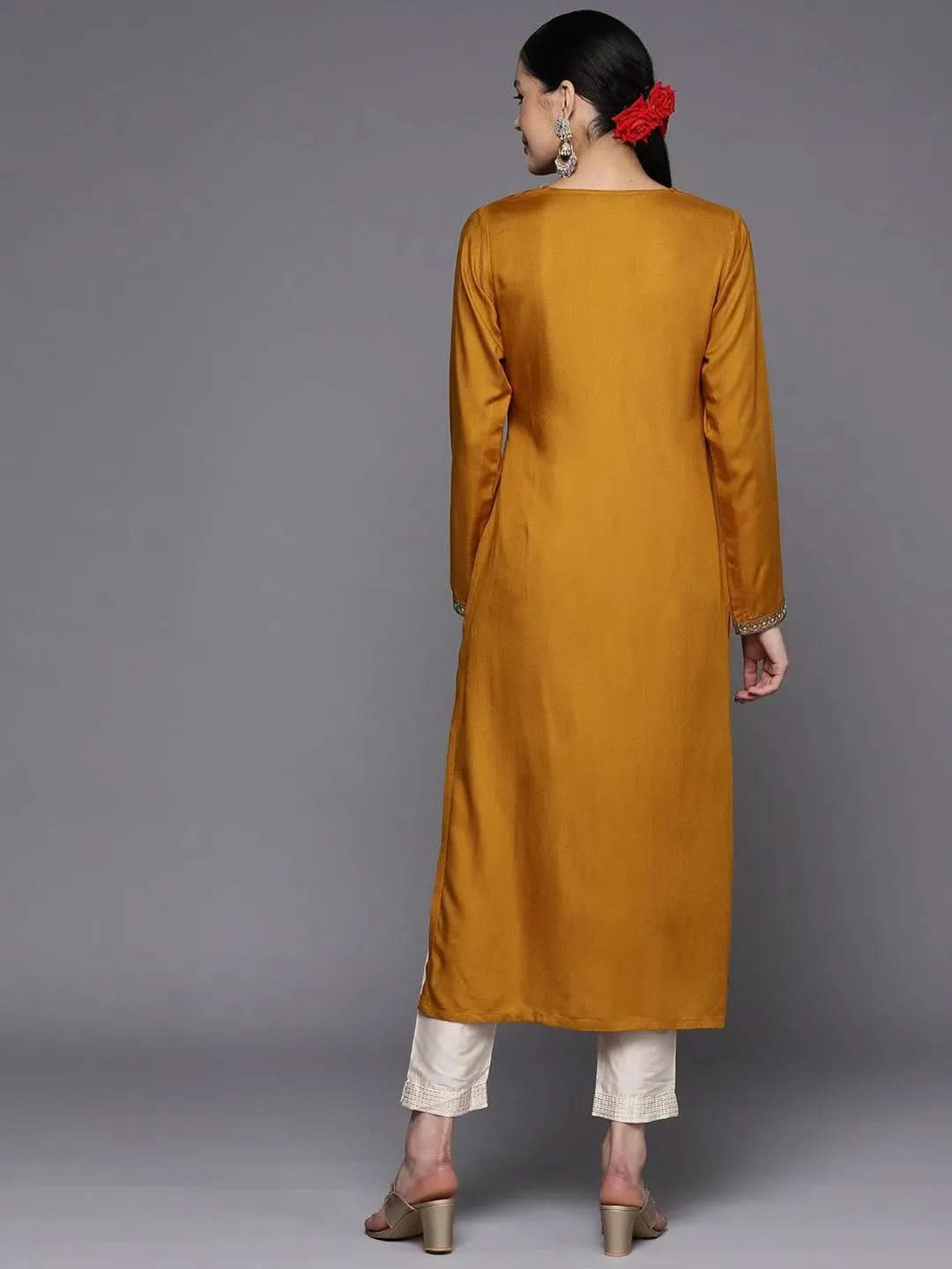 Mustard Yoke Design Wool Straight Kurta
Mustard Yoke Design Wool Straight Kurta