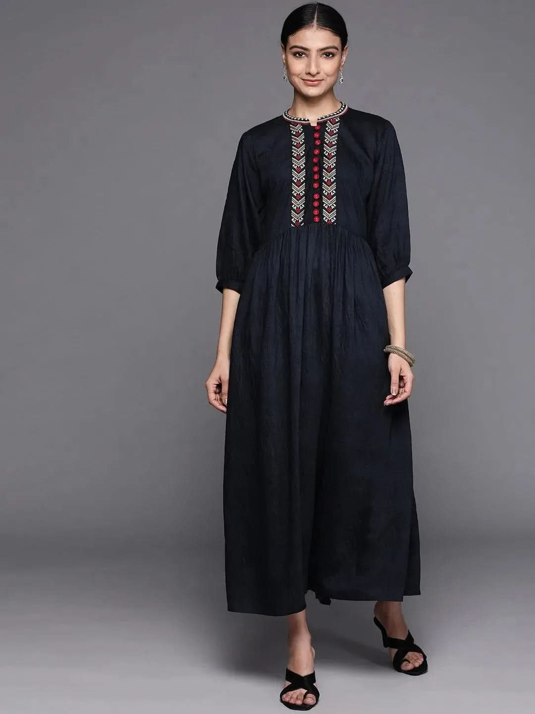 Buy Navy Blue Embroidered Viscose Rayon Dress - 23317O- | Libas Ethnic Wear Online
Buy Navy Blue Embroidered Viscose Rayon Dress - 23317O- | Libas Ethnic Wear Online