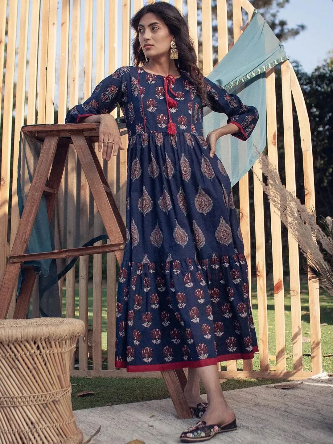 Buy Navy Blue Printed Cotton Dress - 12011O- | Libas Ethnic Wear Online
Buy Navy Blue Printed Cotton Dress - 12011O- | Libas Ethnic Wear Online