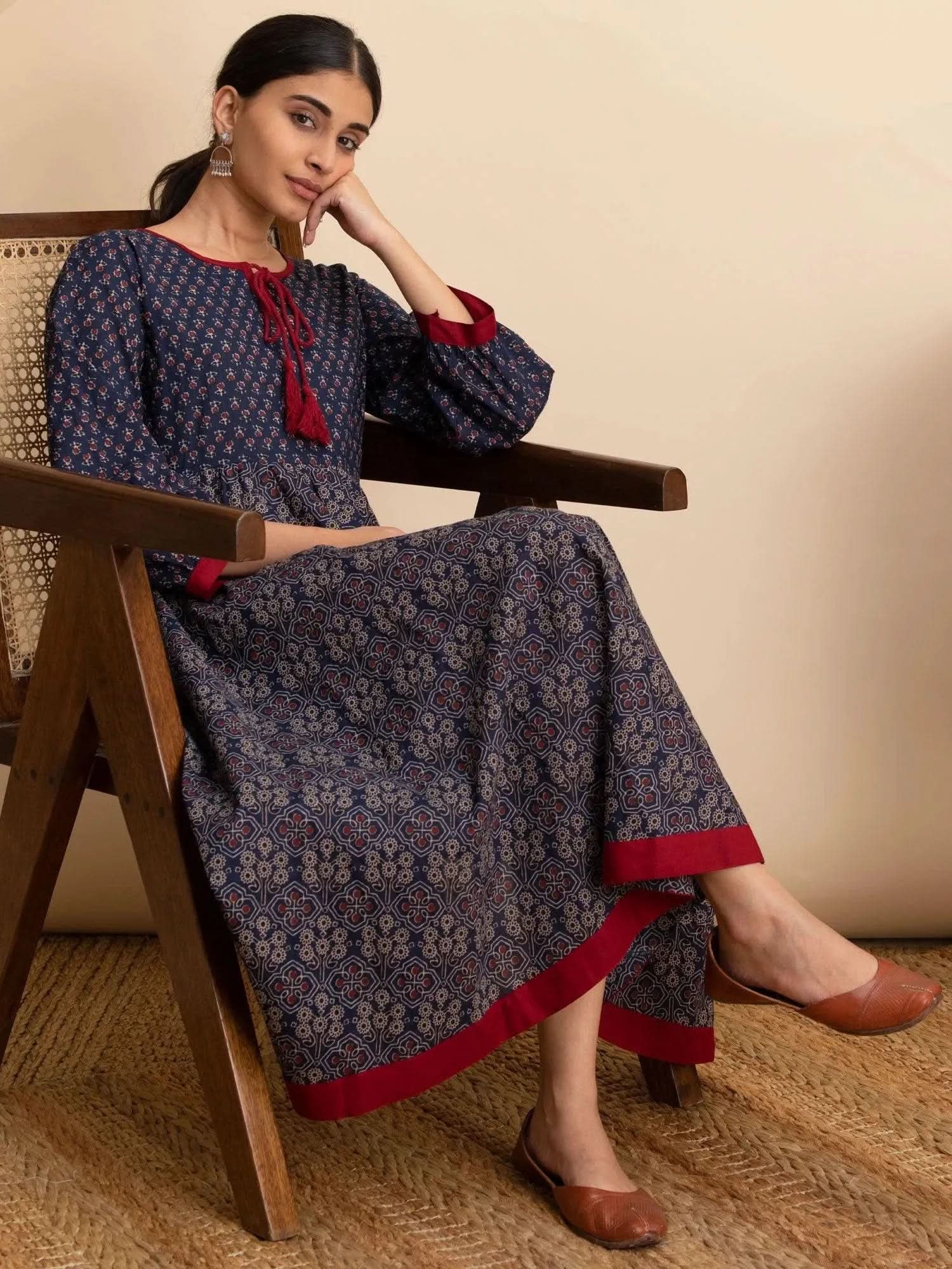 Buy Navy Blue Printed Cotton Dress - 12012O-XS | Libas Ethnic Wear Online 
Buy Navy Blue Printed Cotton Dress - 12012O-XS | Libas Ethnic Wear Online