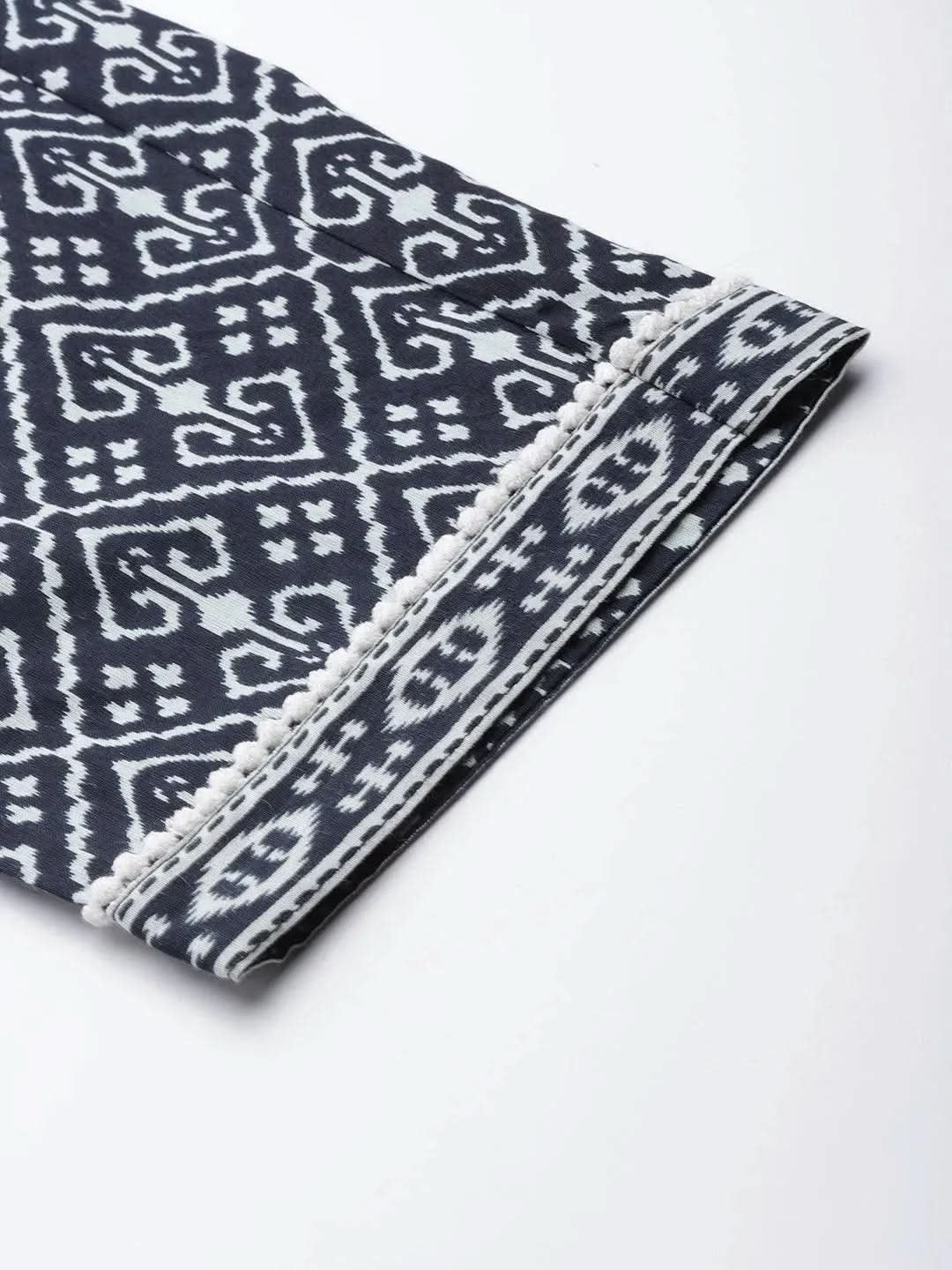 Navy Blue Printed Cotton Trousers
Navy Blue Printed Cotton Trousers