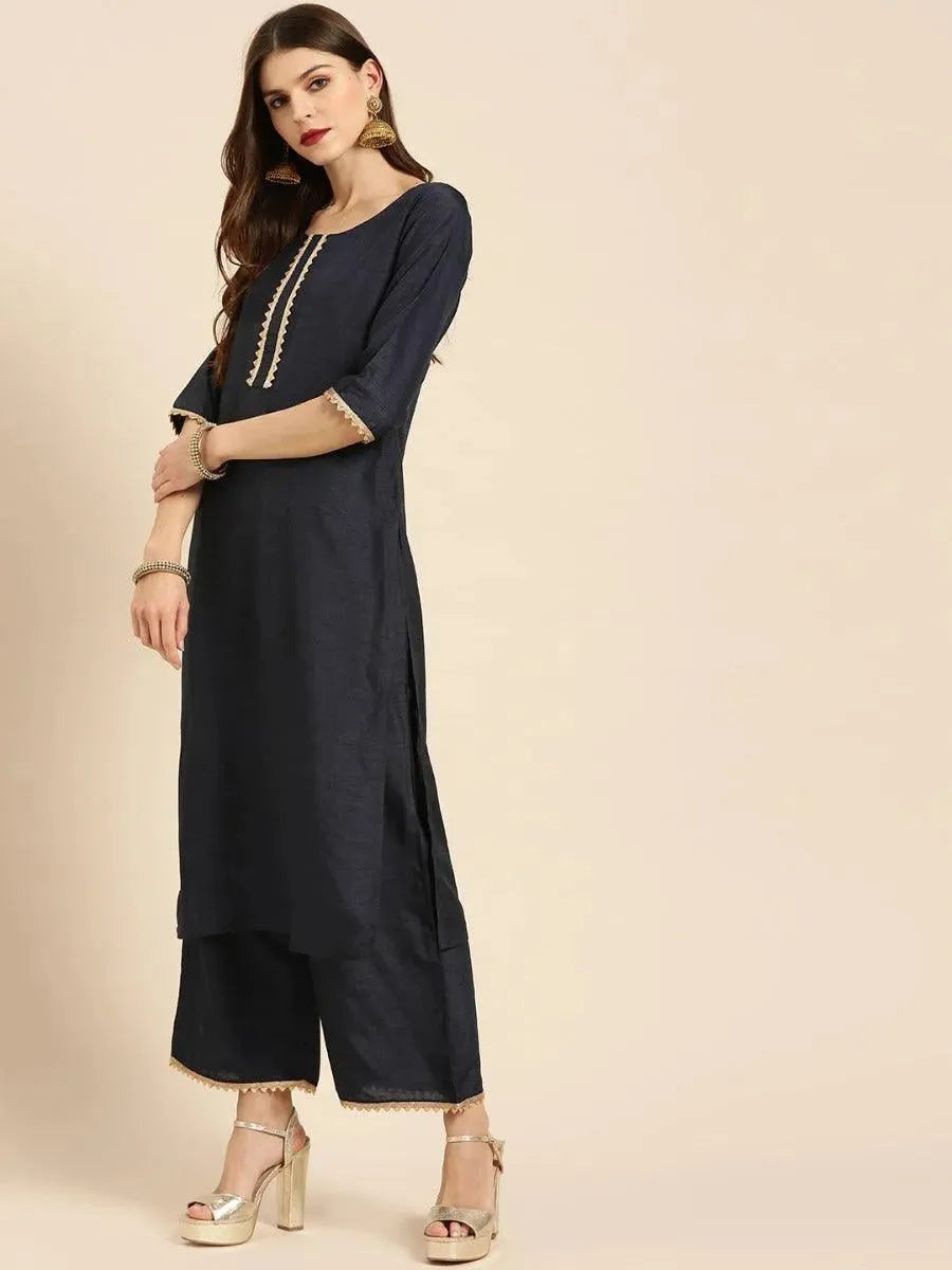 Buy Navy Blue Solid Chanderi Suit Set -6578-XS | Libas Ethnic Wear Online
Buy Navy Blue Solid Chanderi Suit Set -6578-XS | Libas Ethnic Wear Online