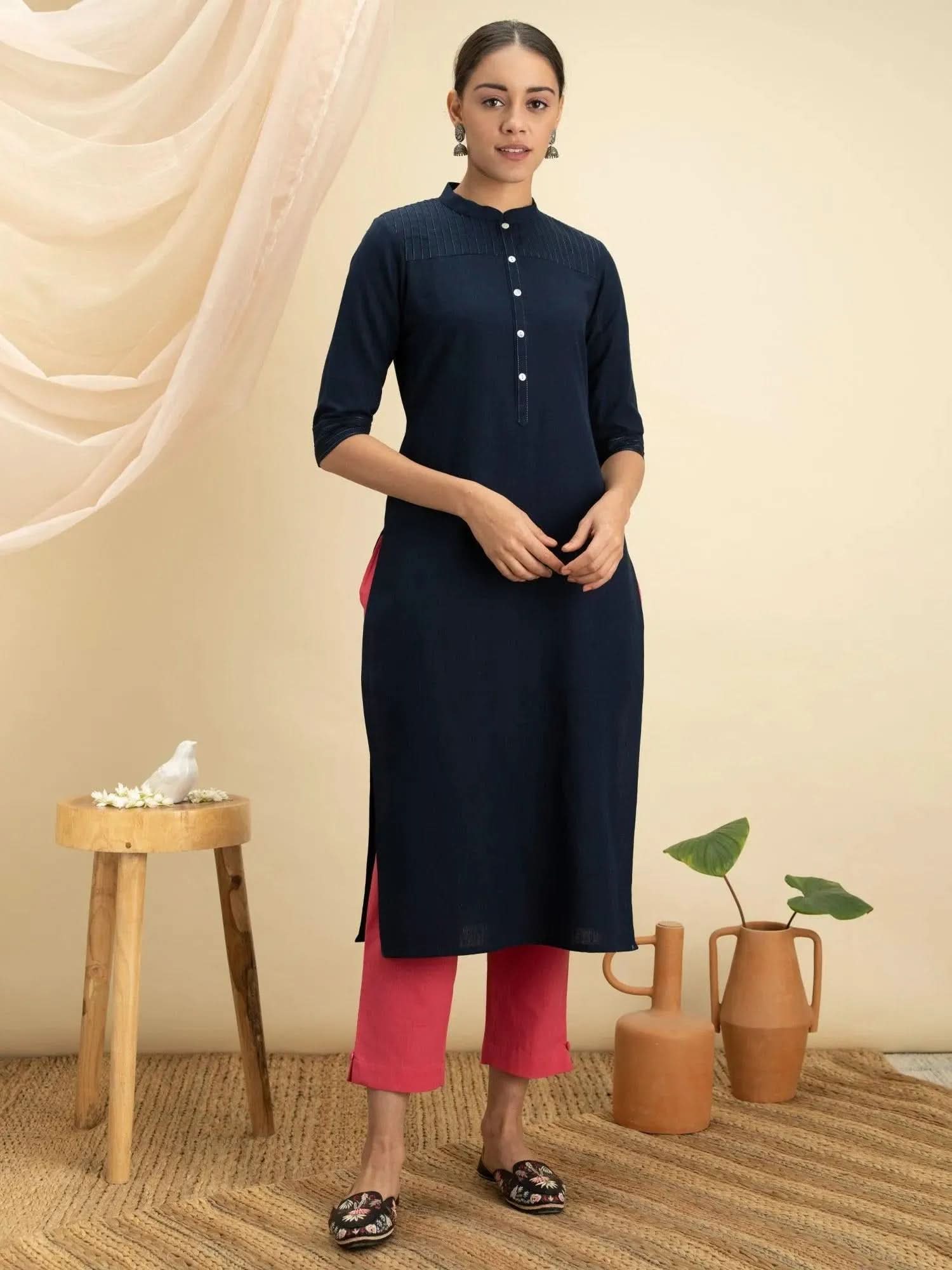 Buy Navy Blue Solid Cotton Kurta - 12034O- | Libas Ethnic Wear Online
Buy Navy Blue Solid Cotton Kurta - 12034O- | Libas Ethnic Wear Online