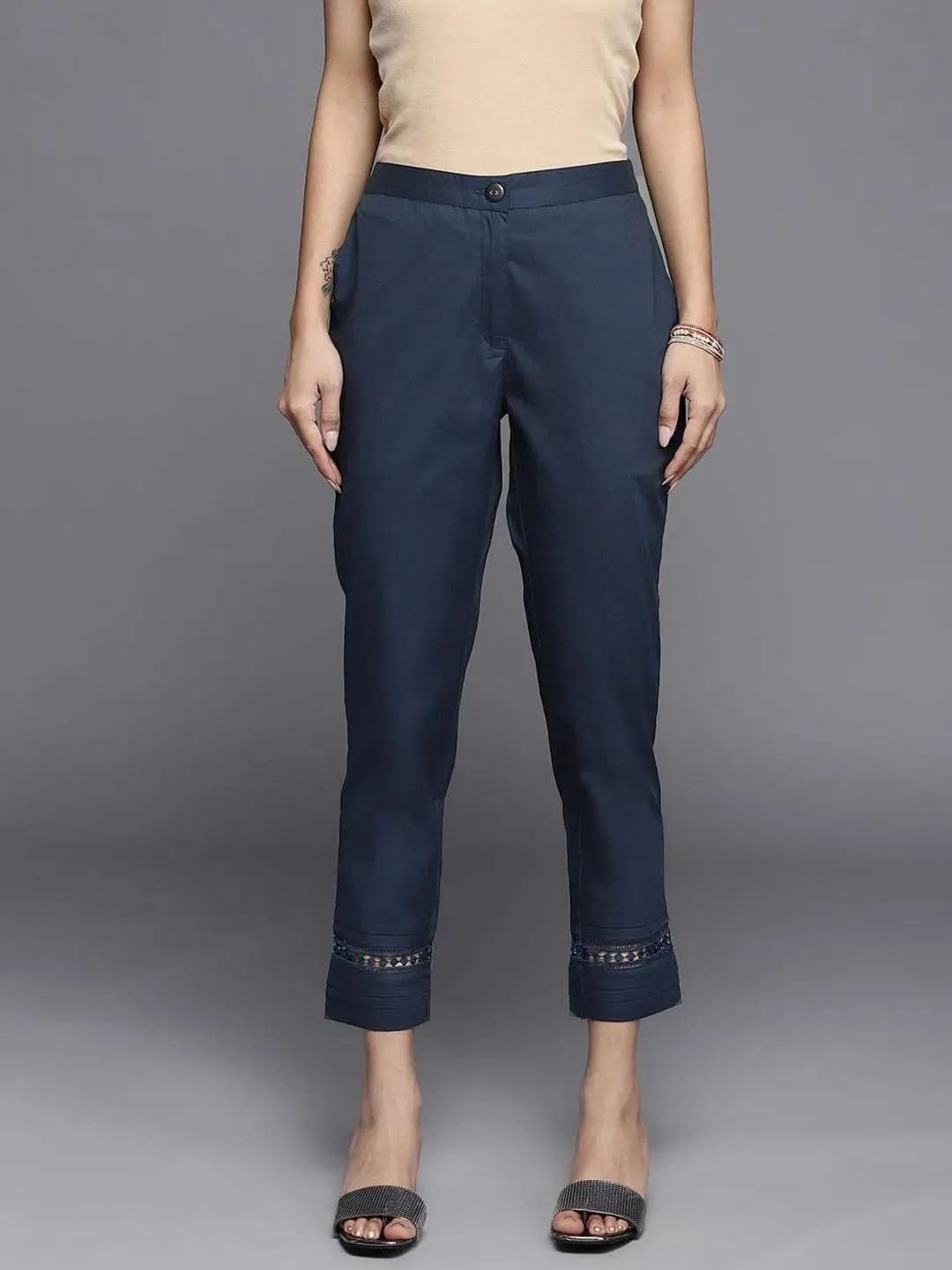 Navy Blue Solid Cotton Trousers
Navy Blue Solid Cotton Trousers