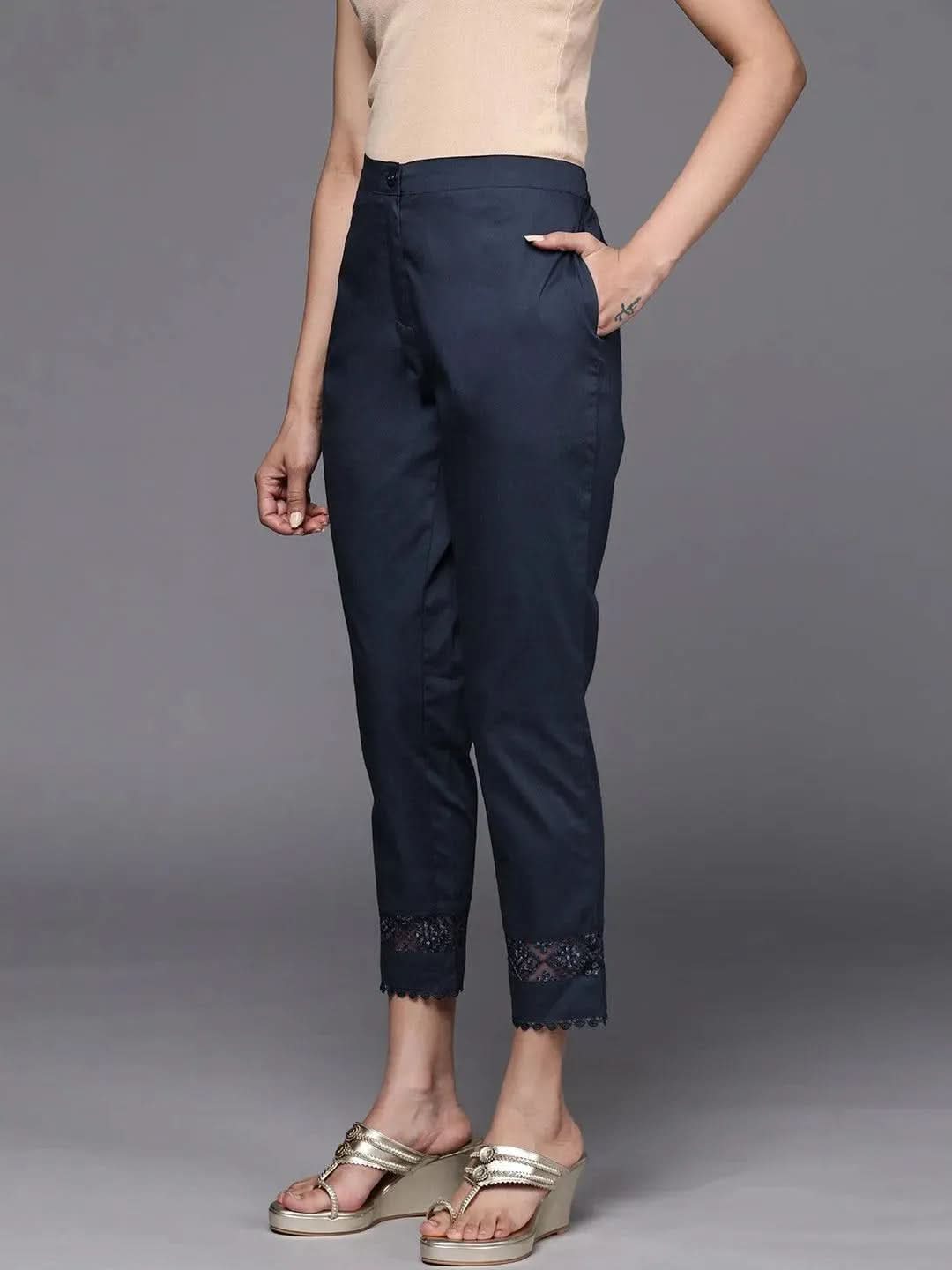Navy Blue Solid Cotton Trousers
Navy Blue Solid Cotton Trousers
