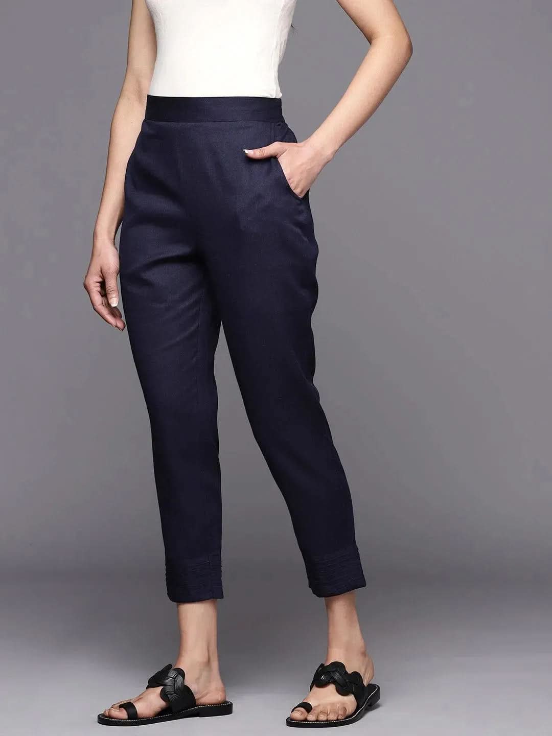 Navy Blue Solid Cotton Trousers
Navy Blue Solid Cotton Trousers