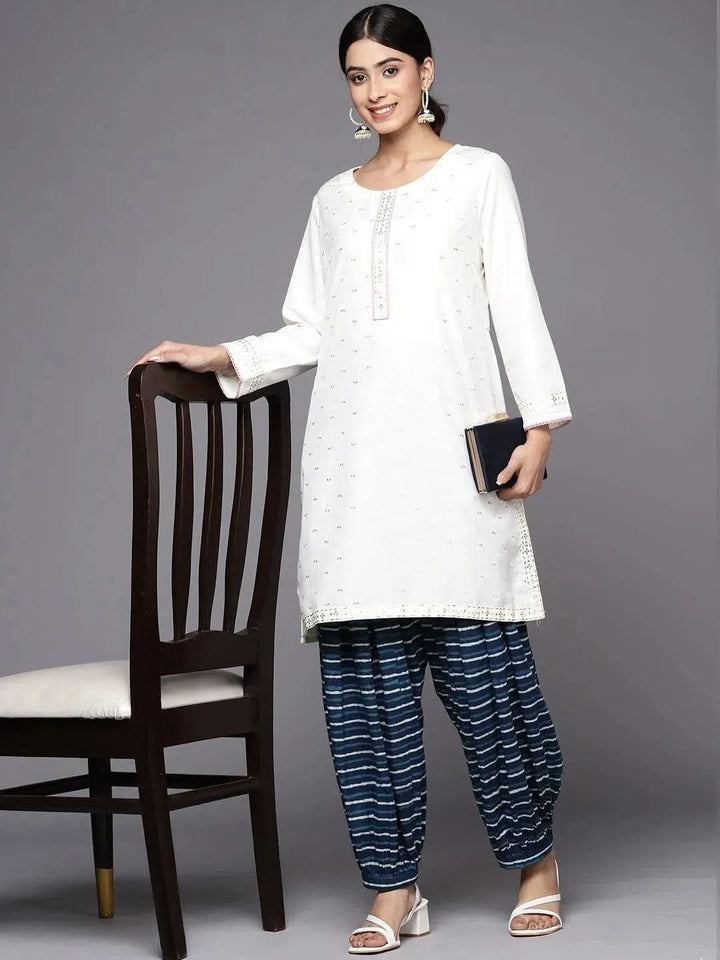 Navy Blue Striped Cotton Salwar - Libas