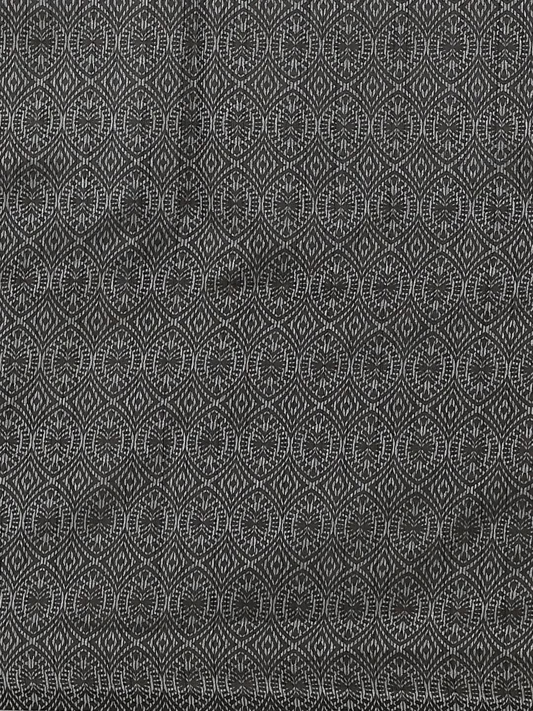 Navy Blue Striped Silk Blend Saree - Libas