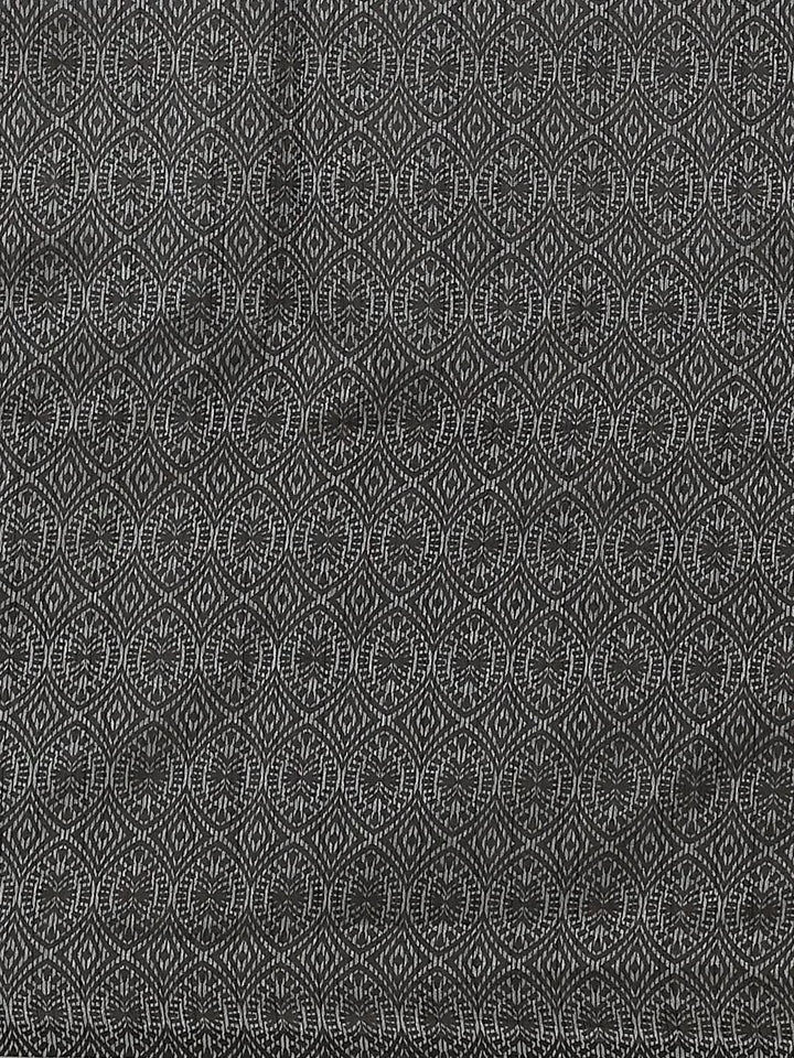 Navy Blue Striped Silk Blend Saree - Libas