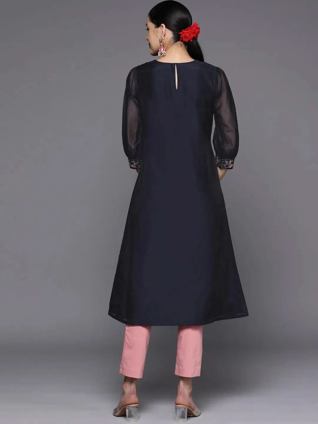 Navy Blue Yoke Design Chanderi Cotton Straight Kurta
Navy Blue Yoke Design Chanderi Cotton Straight Kurta