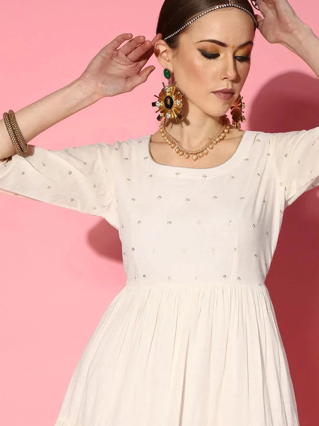 Off White Embellished Cotton Dress
Off White Embellished Cotton Dress