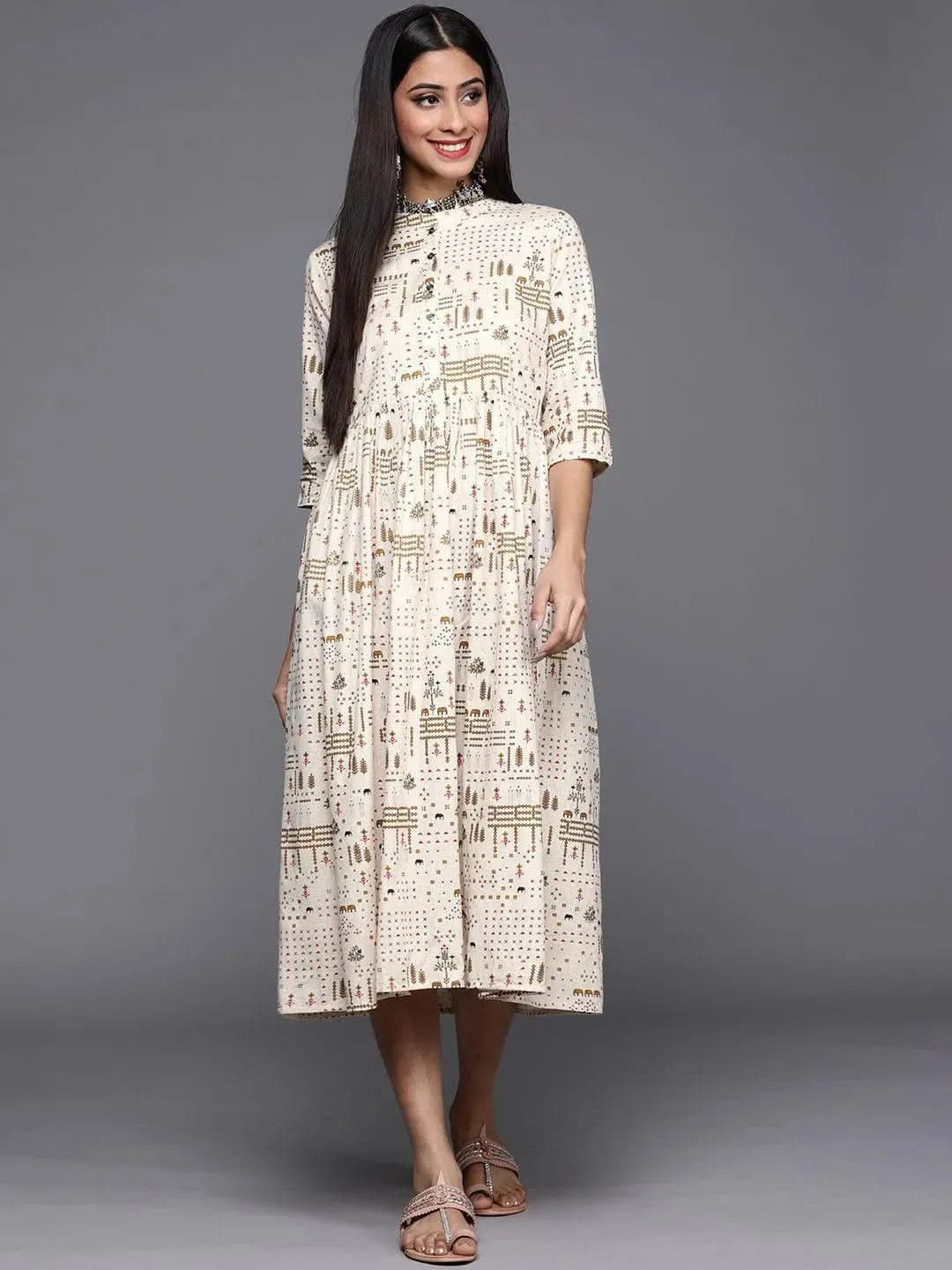 Buy Off White Printed Cotton Dress - 23351O- | Libas Ethnic Wear Online
Buy Off White Printed Cotton Dress - 23351O- | Libas Ethnic Wear Online