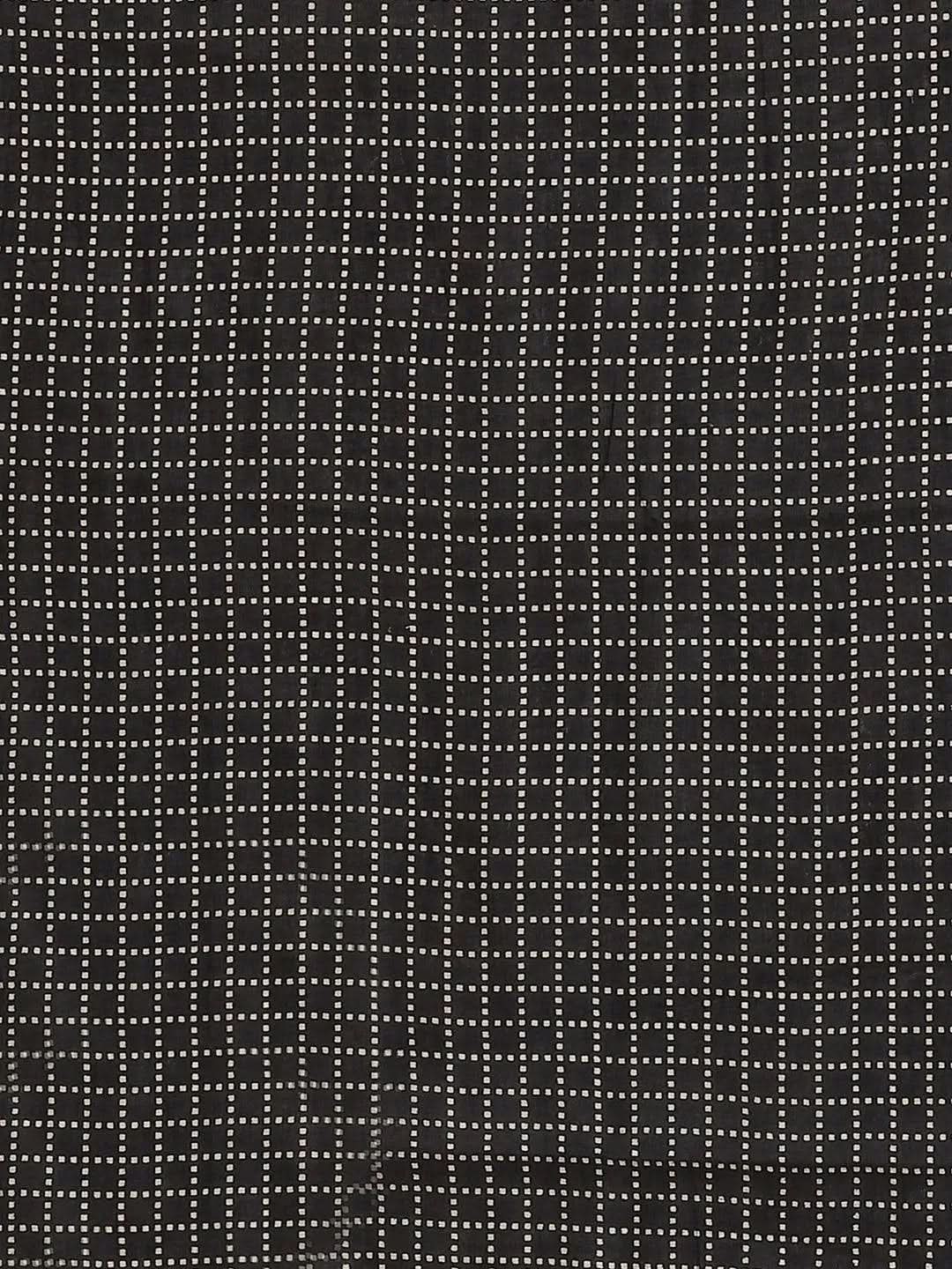 Off White Printed Cotton Saree - Libas