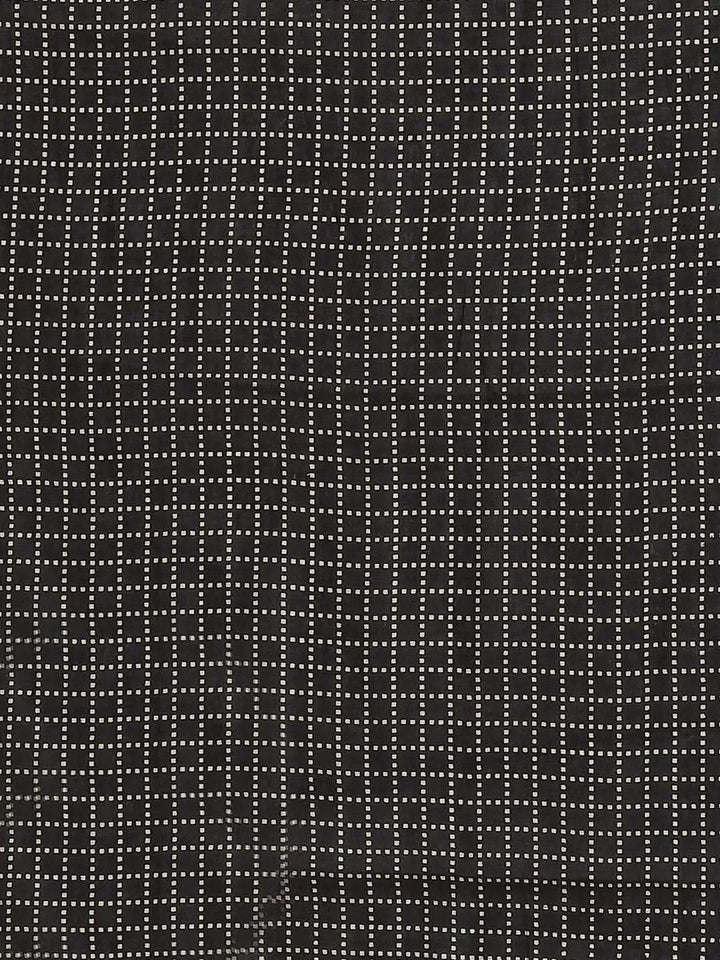 Off White Printed Cotton Saree - Libas