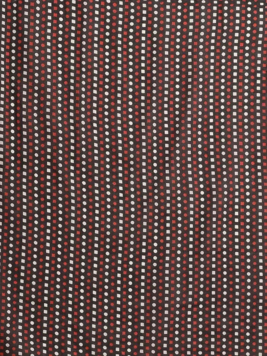 Off White Printed Cotton Saree - Libas