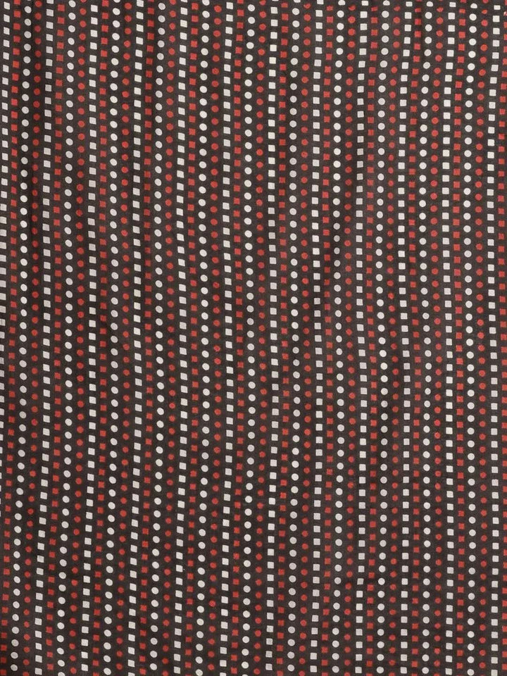 Off White Printed Cotton Saree - Libas