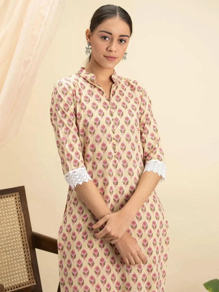 Off-White Printed Kurta Set - Libas