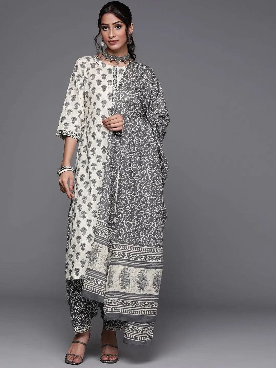 Buy Off White Printed Cotton Suit Set - 33214O- | Libas Ethnic Wear Online
Buy Off White Printed Cotton Suit Set - 33214O- | Libas Ethnic Wear Online