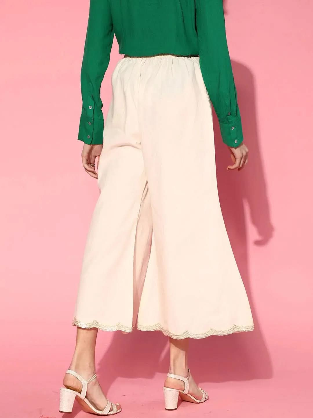 Buy Off White Solid Cotton Palazzos - PL1075O-S | Libas Ethnic Wear Online
Buy Off White Solid Cotton Palazzos - PL1075O-S | Libas Ethnic Wear Online