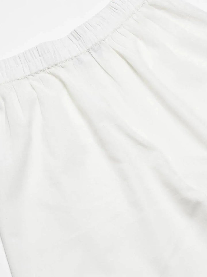 Off-White Solid Cotton Palazzos - Libas