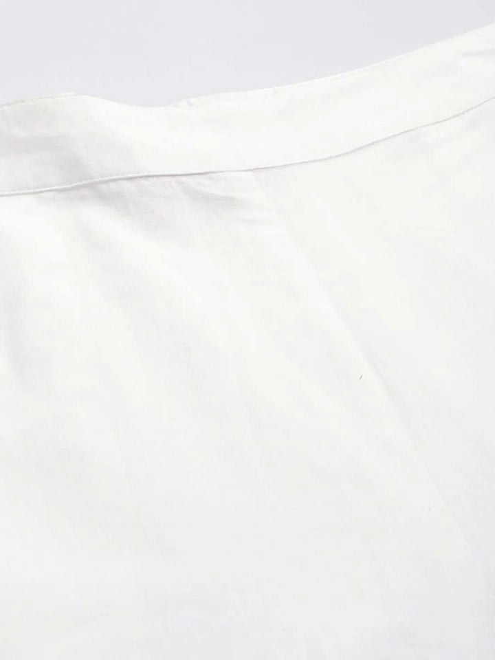 Off White Solid Cotton Trousers - Libas