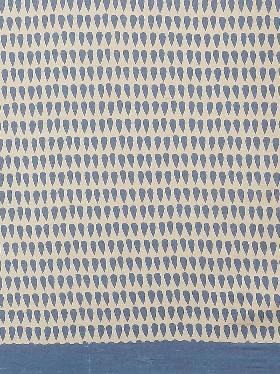 Off White Striped Cotton Saree - Libas