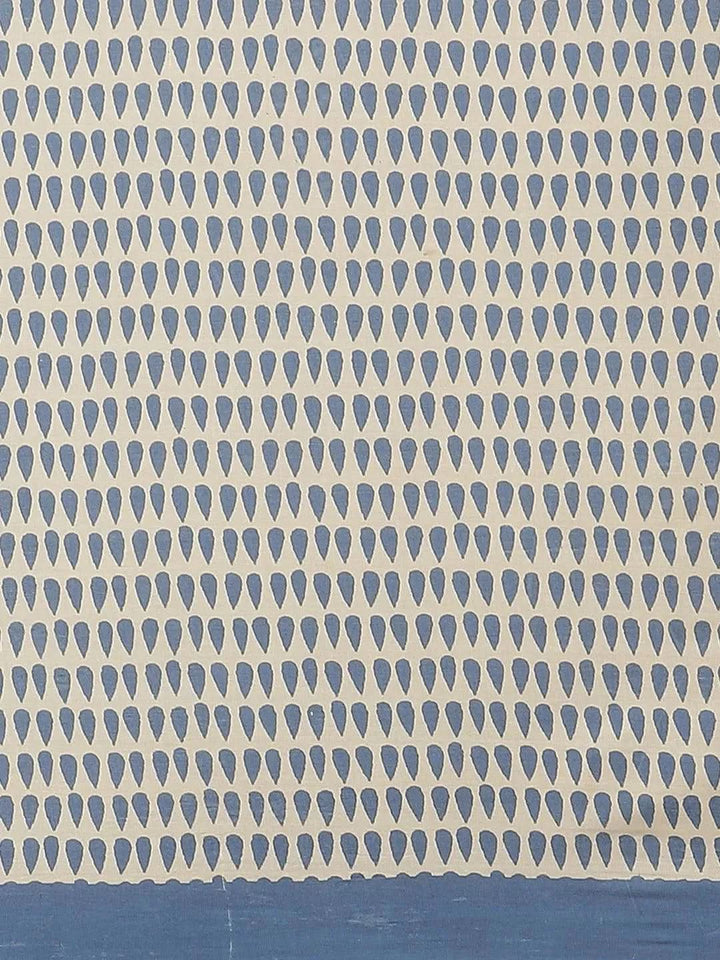 Off White Striped Cotton Saree - Libas