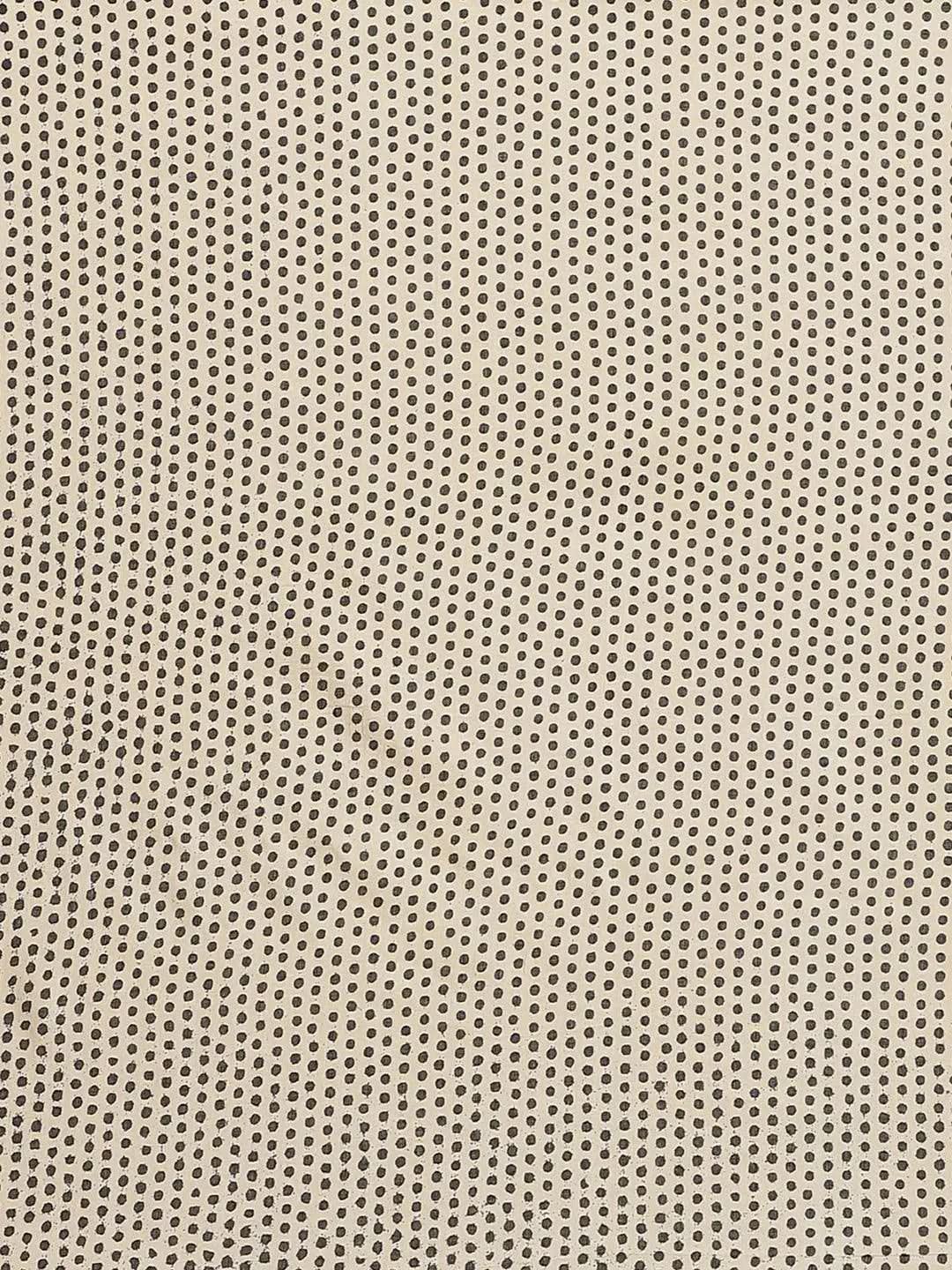 Off White Striped Cotton Saree - Libas