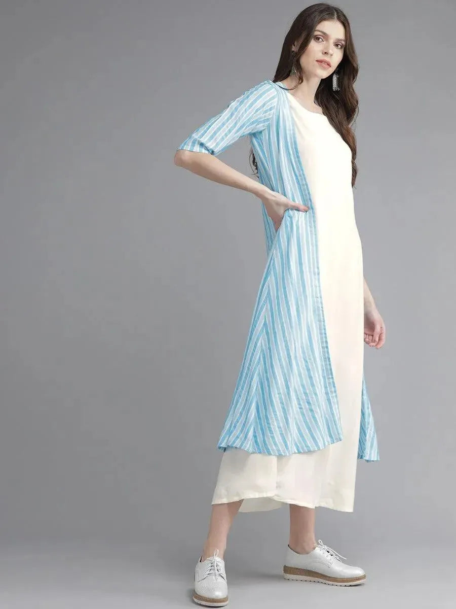 Off-White Striped Rayon Dress With Jacket
Off-White Striped Rayon Dress With Jacket