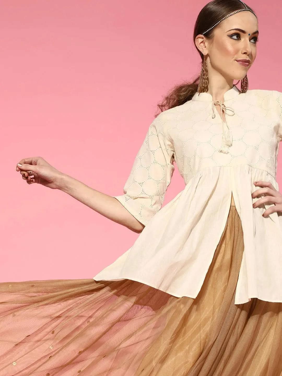 Buy Off White Woven Design Cotton Kurti - 23463O- | Libas Ethnic Wear Online 
Buy Off White Woven Design Cotton Kurti - 23463O- | Libas Ethnic Wear Online